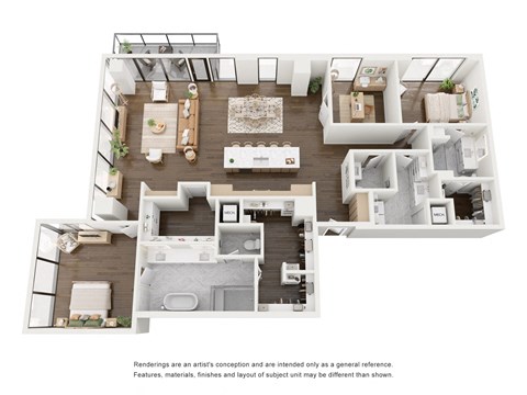 Floor plan for 2 beds, 2.5 baths, 2138 sqft